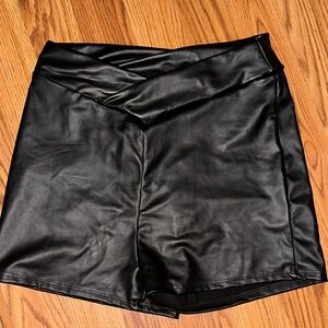 Fashion Nova Black Faux Leather Shorts